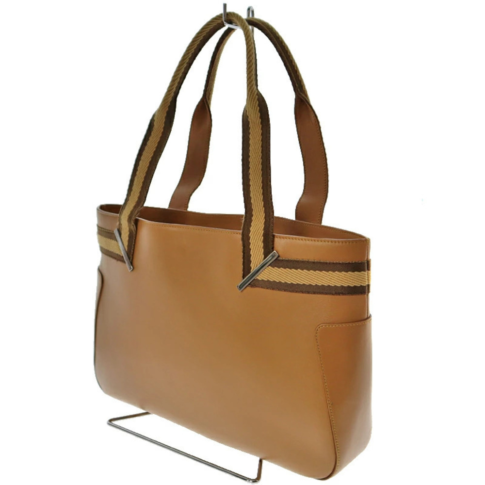 GUCCI Tote Bag Shoulder Handbag Leather Logo Camel Tan Brown Daily - Picture 2 of 11